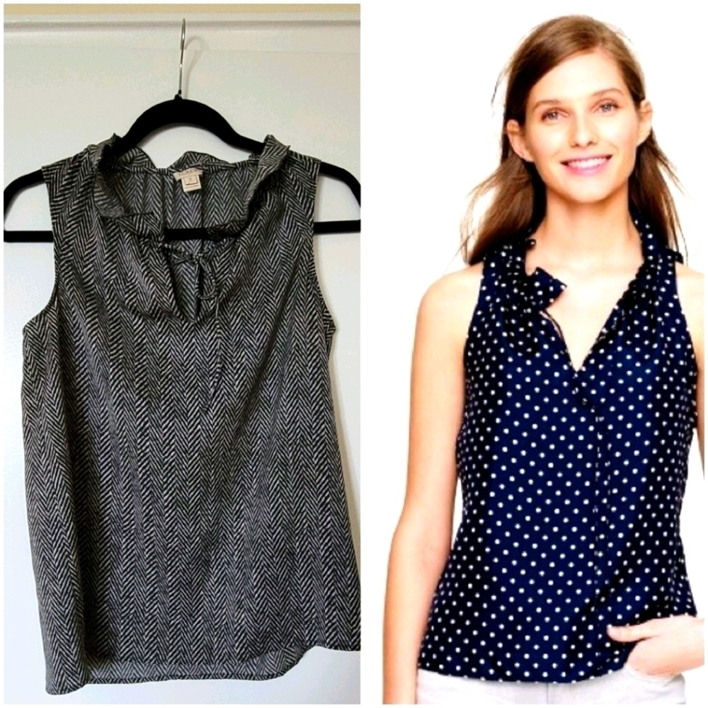 J.Crew Sleeveless Gray Printed ruffle top